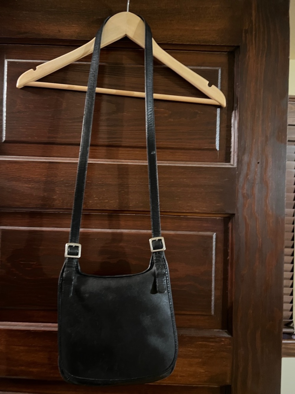 Classic Hippie Coach Black Leather Crossbody Shoulder Bag